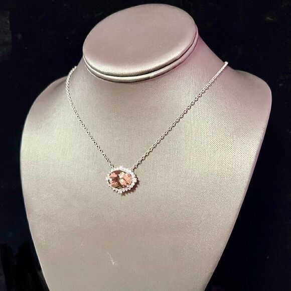 Natural Morganite Diamond Necklace 18" Gold 10.67 TCW Certified $6,950 215433 - Picture 10 of 12